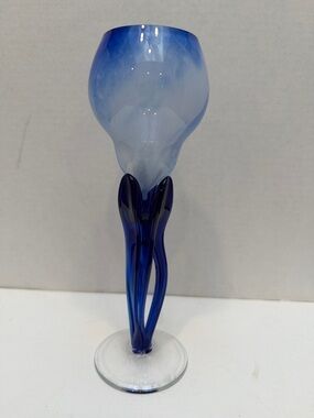 Blue Blown Glass Decorative Candle Holder